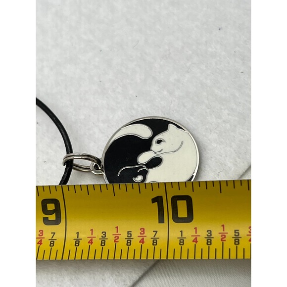 Black & White Cats Pendant 'Ying & Yang' & A Two Row Silver-Tone Necklace - Picture 9 of 11